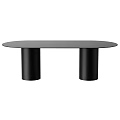 Modern Black Dining Table With Oval Top And Two Cylindrical Legs 3d model