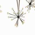 Black and Gold Metal Wall Decor with Curved Lines and Star Shaped Accents