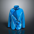 Blue Traditional Chinese Style Jacket with Floral Patterns Stand Up Collar And Frog Buttons