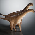 Two Long Neck Dinosaurs Standing On Gray Background With Brown Skin 3D Render 3d model