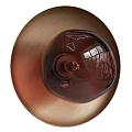 Elegant Copper Wall Lamp With Brown Glass Shade And Modern Circular Design