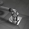 Stainless Steel Bathroom Small Fixture With Angled Black Connector And Base Plate