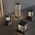 Decorative Outdoor Lights With Modern Lantern Design Geometric Patterns And Metal Frames 3d model