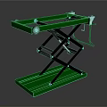 Green Hydraulic Lift Table Featuring Wheels Black Frame And Lifting Handle 3d model