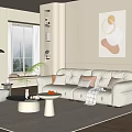 Modern Cream Style Living Room Sofa Combination Cloud Sofa Coffee Table Casual Sofa Floor Lamp 3d model