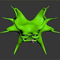 Green Cartoon Style Game Movie Character With Multiple Tentacles And Big Eyes Sticking Out Tongue