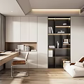 Home Study Desk Bookcase Ornaments Vase Book Single Chair Stool Decorative Cabinet Computer Wardrobe 3d model
