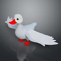 Cute White Duck Plush Toy with Red Beak Green Eyes Red Feet Spread Wings