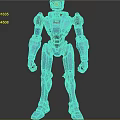 Blue Mechanical Robot Character With Red Chest Accent And Metallic Limbs Structure