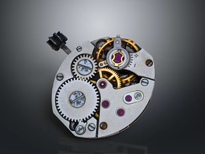 High Precision Mechanical Watch Movement With Intricate Metal Gears And Components 3d model