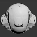 Futuristic White Robot Character Head With 3D Mechanical Structure And Headphone Parts