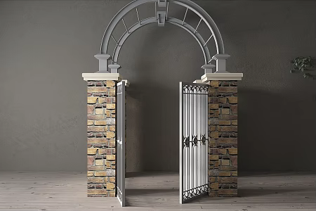 Outdoor iron gate 3d model