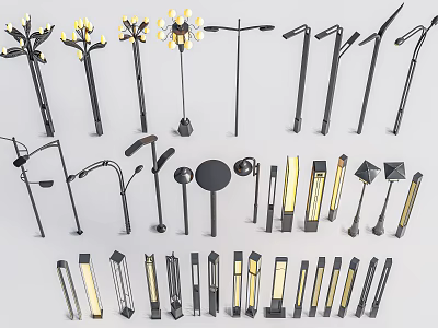 Outdoor Lights With Various Modern Styles For Garden And Patio Use 3d model