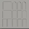 Modern White Decorative Wall Components With Rectangular And Arch Shapes 3d model