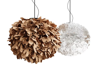 Brown And White Spherical Pendant Lights With Leaf Shaped Fragments For Decorative Use 3d model