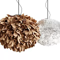 Brown And White Spherical Pendant Lights With Leaf Shaped Fragments For Decorative Use 3d model