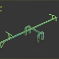 Blue Industrial Metal Mechanical Structure With Curved Pipes And Support Brackets