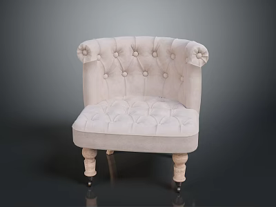 Modern Beige Tufted Sofa and Coffee Table Set with Wooden Legs and Upholstered Design 3d model