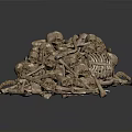 Intricate Skull And Bone Sculpture Art With Piled Skeletal Elements 3d model