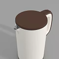 White Body Electric Kettle With Brown Rim And Handle For Daily Use Appliance