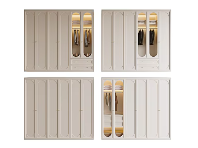 Modern Wardrobe Design With Multiple Doors Glass Panels And Drawer Storage Compartments 3d model