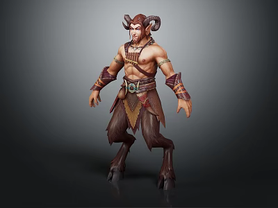 Anthropomorphic Mythical Creature Fantasy Character With Horns Leather Armor And Beast Legs 3d model