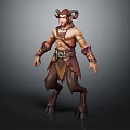 Anthropomorphic Mythical Creature Fantasy Character With Horns Leather Armor And Beast Legs 3d model