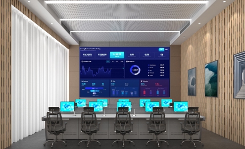 Monitoring Room Command Center Space Design Technology Large Screen Large Screen 3d model