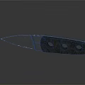 Sharp Folding Knife With Two Circular Holes On Handle And Metal Reflective Surface