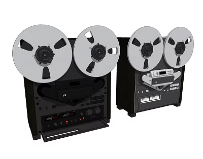 Two Classic Tape Recorders As Vintage Audio Devices With Large Reels 3d model Two Classic Tape Recorders As Vintage Audio Devices With Large Reels 3d model