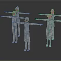 Multiple Anime Style Characters in Various Outfits Standing with Arms Outstretched