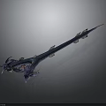 Fantasy Character Weapon With Blue Dragon Head And Intricate Ornate Details