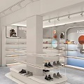 Modern Shoes And Bags Store Interior With Shelves Display Stands And Products