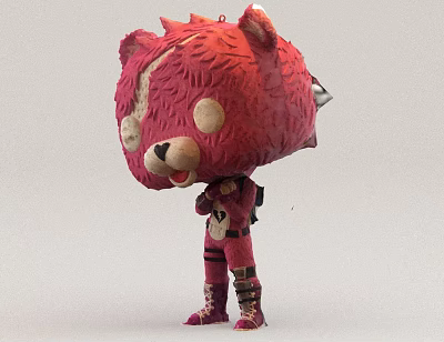 Red Fluffy Plush Doll With Spiked Head Big Round Eyes And Striped Outfit Boots 3d model