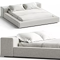 Modern Simple Design Double Bed With Soft Fabric Upholstery And Comfortable Mattress