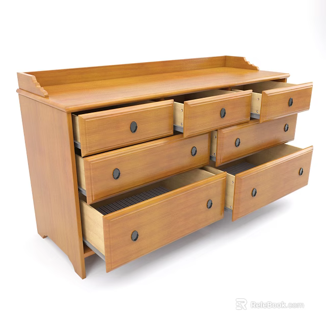 Wooden Entryway Cabinet Sideboard With Multiple Drawers And Storage Design 3d model