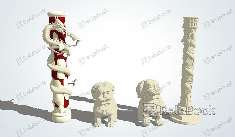 Chinese style column landscape column model