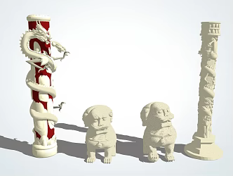 Chinese style column landscape column 3d model