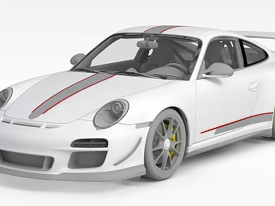 White Porsche 3d model
