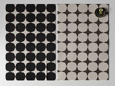 Square Rugs With Circular Patterns In Black White And Brown Colors 3d model