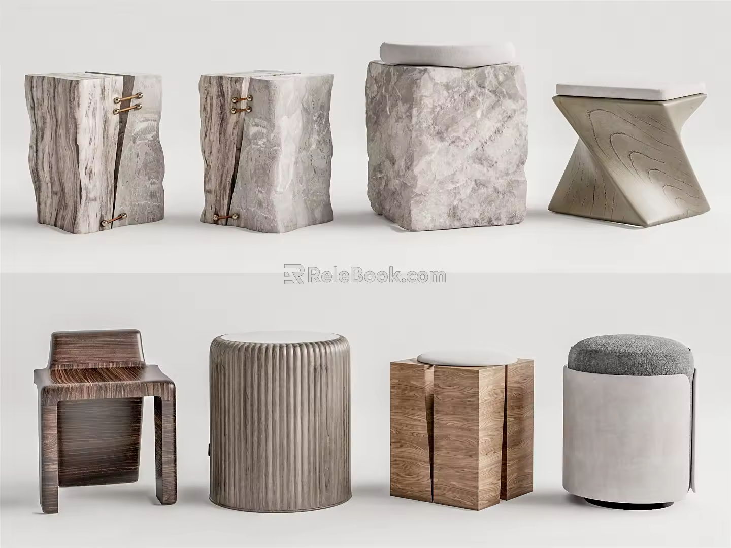 New Chinese Style Stool Round Stool Low Stool Pier 3d model
