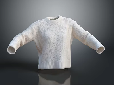 Soft White Oversized Knitted Sweater For Casual Everyday Wear With Textured Design 3d model