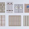 Traditional Interior Partition Designs With Various Grid Patterns And Decorative Frames 3d model