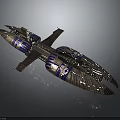 Futuristic Combat Spaceship Featuring Blue Accents Metallic Structure And Multi Wing Weapon Design