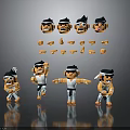 Cartoon Character Scene Components With Various Poses Facial Expressions And Body Parts