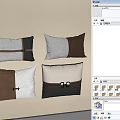 Modern Decorative Pillows In Neutral Tones With Leather Fabric Patchwork And Buckle Details