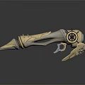 Steampunk Mechanical Device with Gold Beige Finish Gear Details and Spiked Design