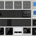 Modern Switch Panels With Digital Time Temperature Displays Multiple Colors And Various Designs 3d model