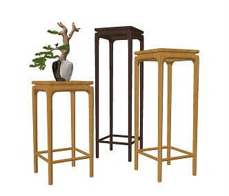 New Chinese Style Flower Table Classical Solid Wood Furniture Solid Wood Side Table 3d model