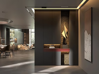 Modern Reception Area Front Desk With Elegant Lighting And Luxury Interior Design Elements 3d model